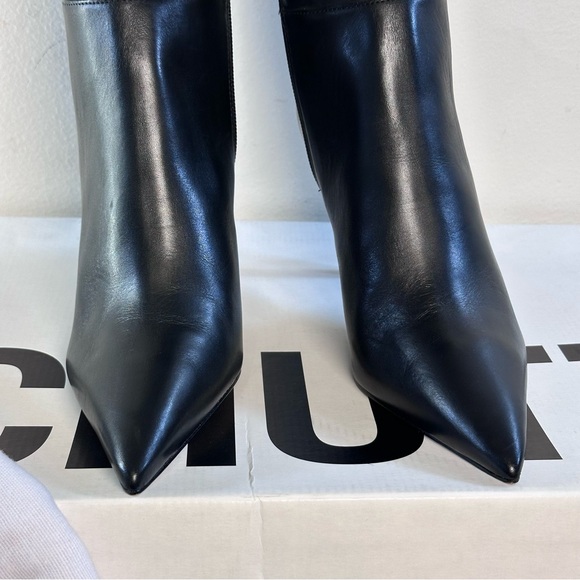 New Schutz Mikki Up Boot in Black leather knee high heel stiletto pointed toe - Picture 6 of 11